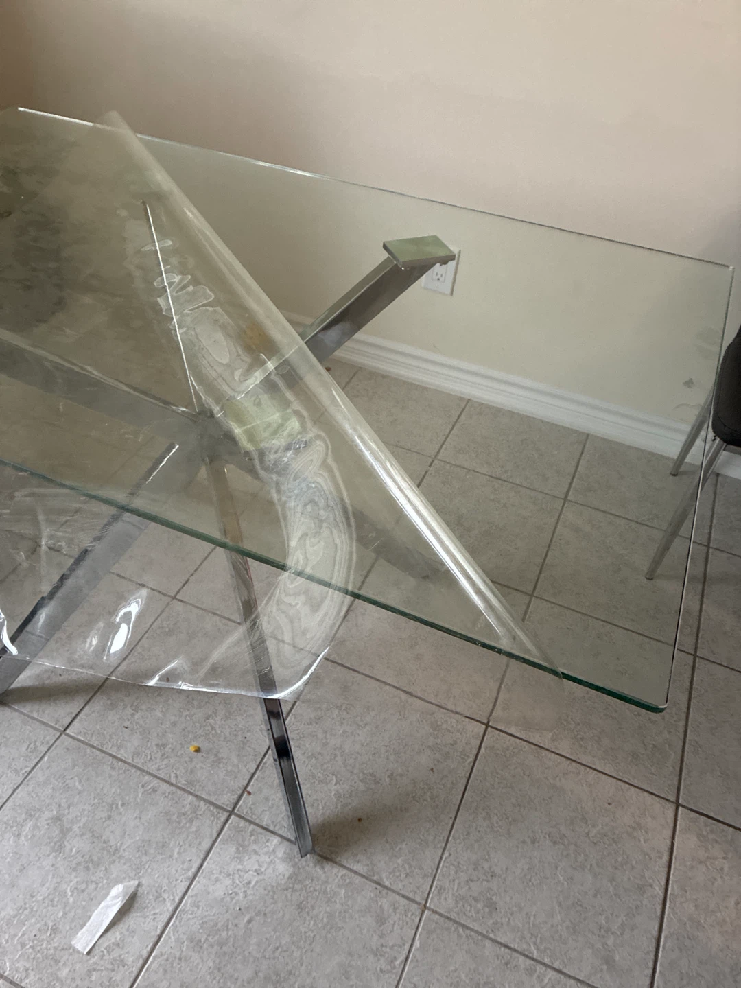 Glass Dining Table with Chrome Base - photo 2