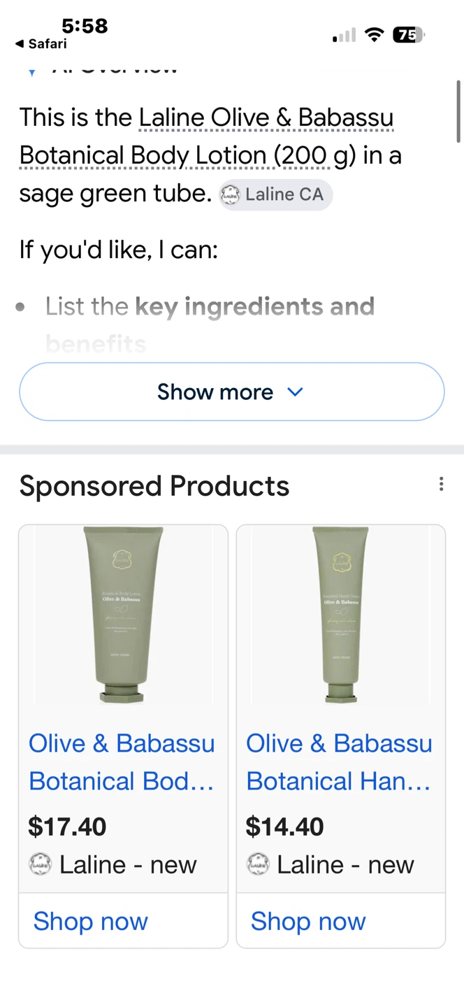 Laline Olive & Babassu Body Lotion and Shower Gel Set - photo 3