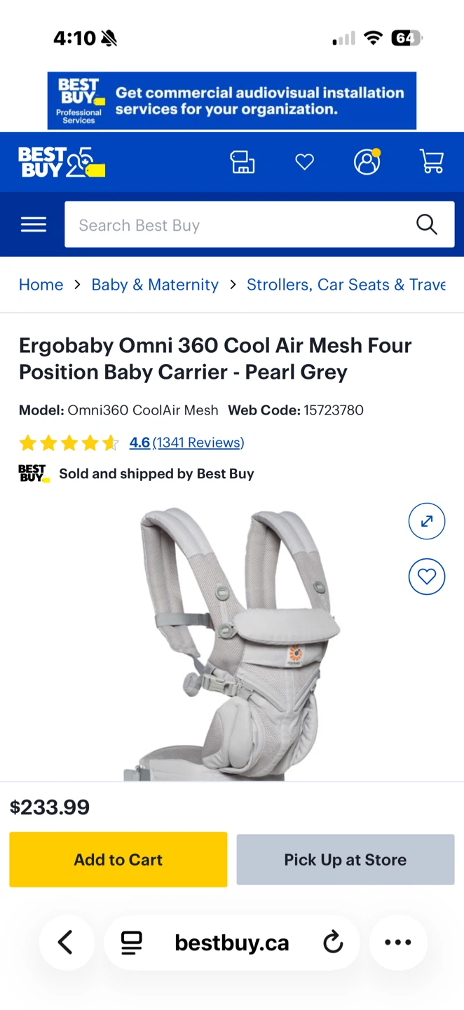Ergobaby Omni 360 Cool Air Mesh Carrier - Pearl Grey