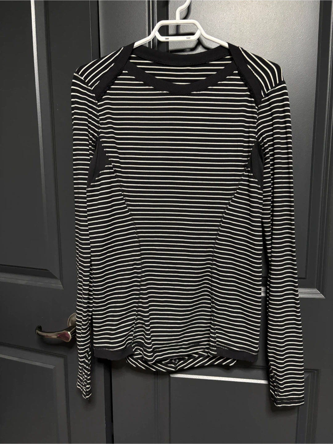 Lululemon Black and White Striped Long Sleeve