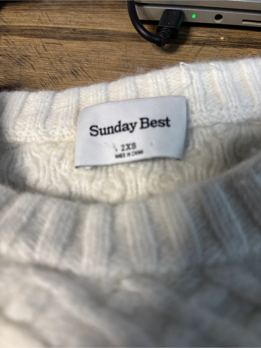 Sunday Best Cream Cable Knit Sweater 2XS - photo 2