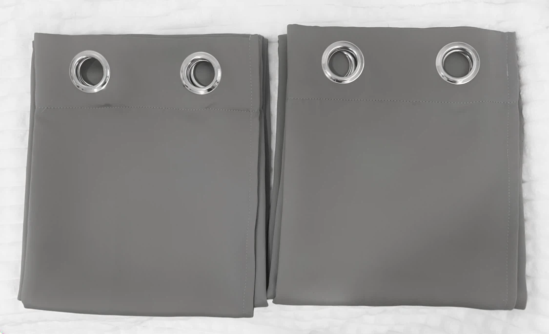 Two Grey Grommet Curtains