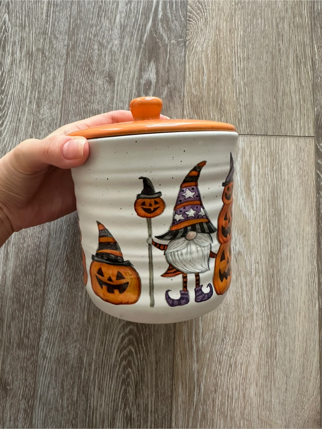 Cobwebs & Cauldrons Halloween Gnome Ceramic Jar & garlands