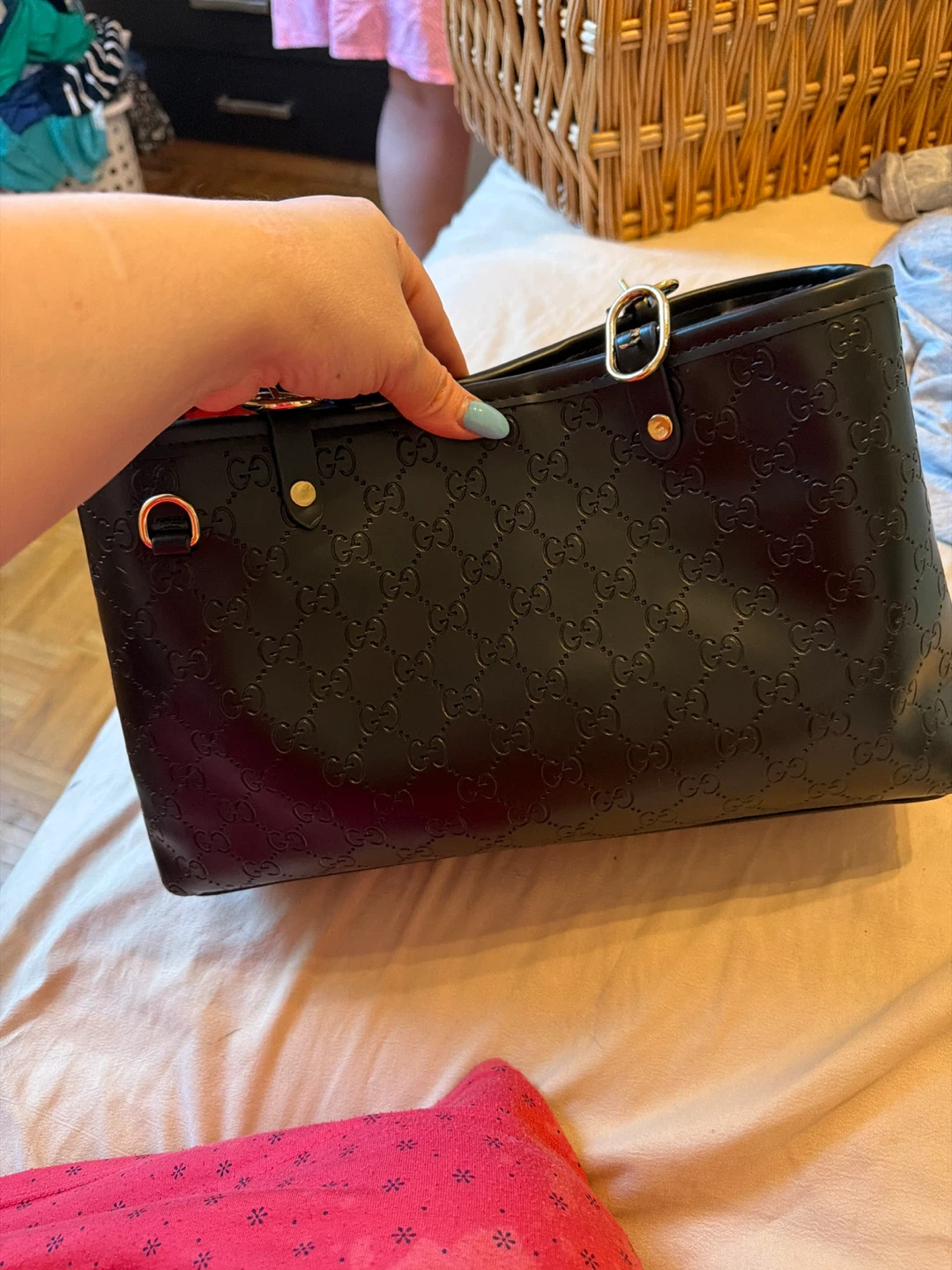 Black Gucci Pattern Tote Bag