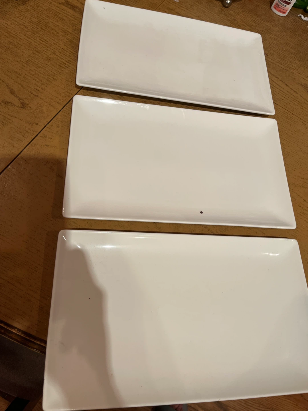 Three White Rectangular Serving Platters