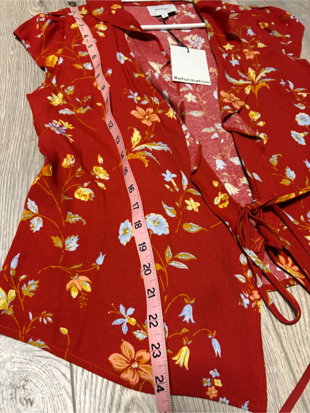 Reformation Floral Wrap Top - photo 3