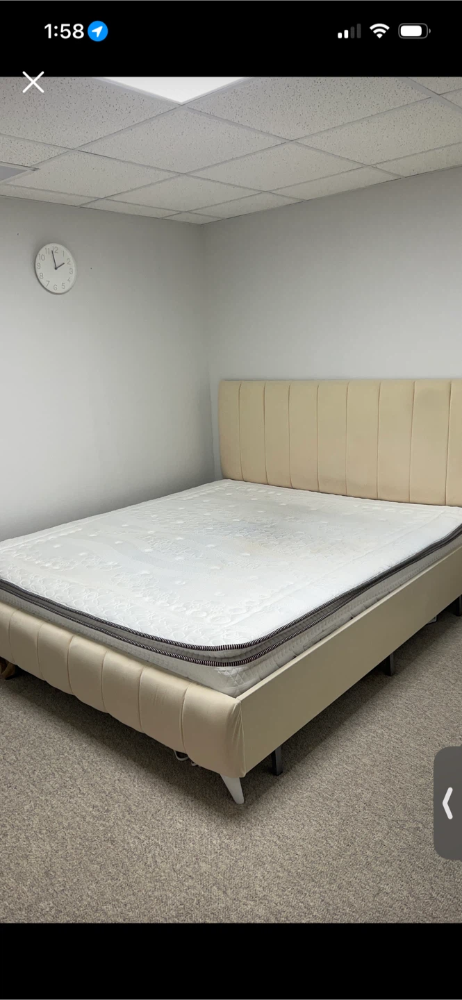 King Size Upholstered Bed Frame + Premium Mattress
