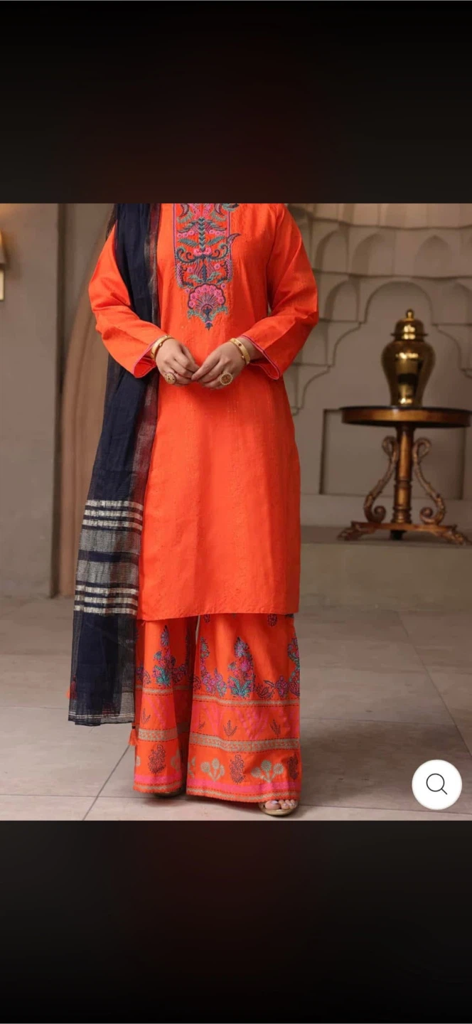 Almirah Orange Embroidered Kurta Set