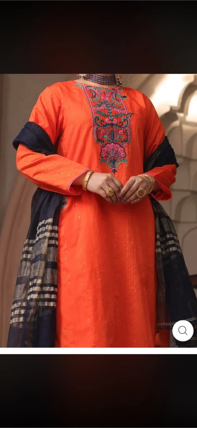 Almirah Orange Embroidered Kurta Set - photo 2