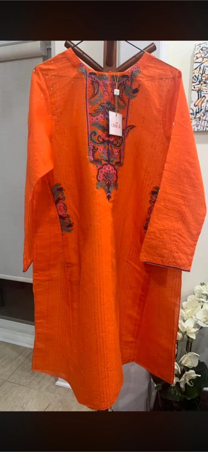 Almirah Orange Embroidered Kurta Set - photo 3