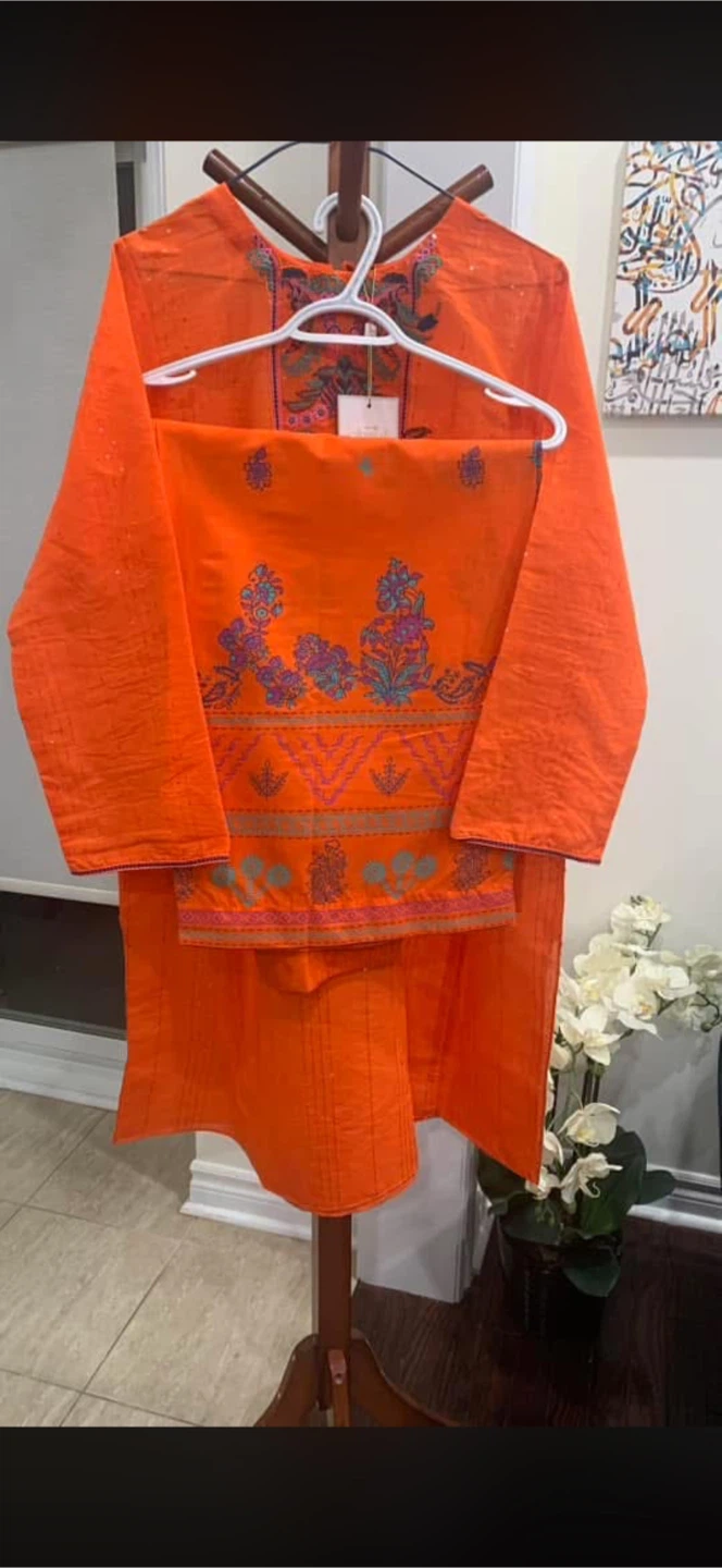Almirah Orange Embroidered Kurta Set - photo 4
