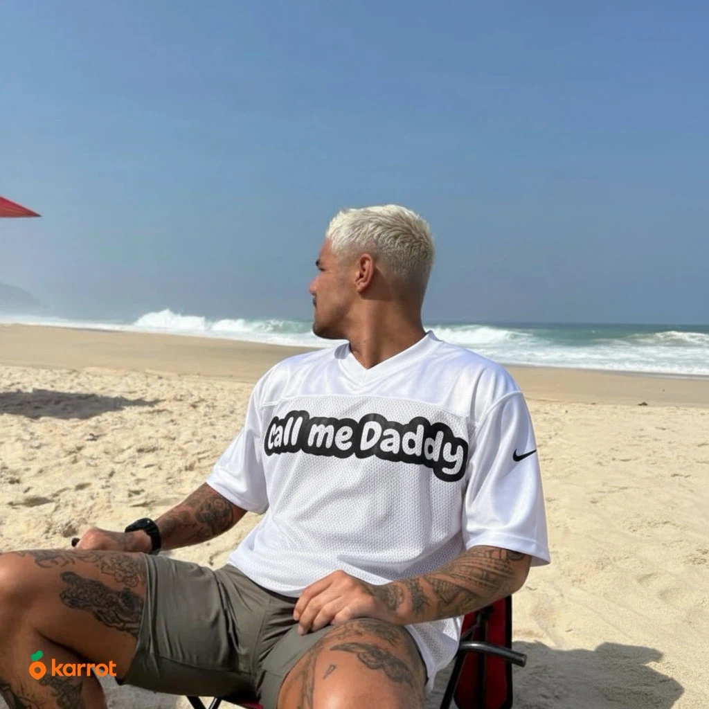"Call Me Daddy" White Mesh Y2K Football Jersey - photo 2