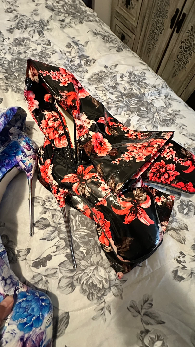 Two Pairs of Floral Platform Boots - photo 2
