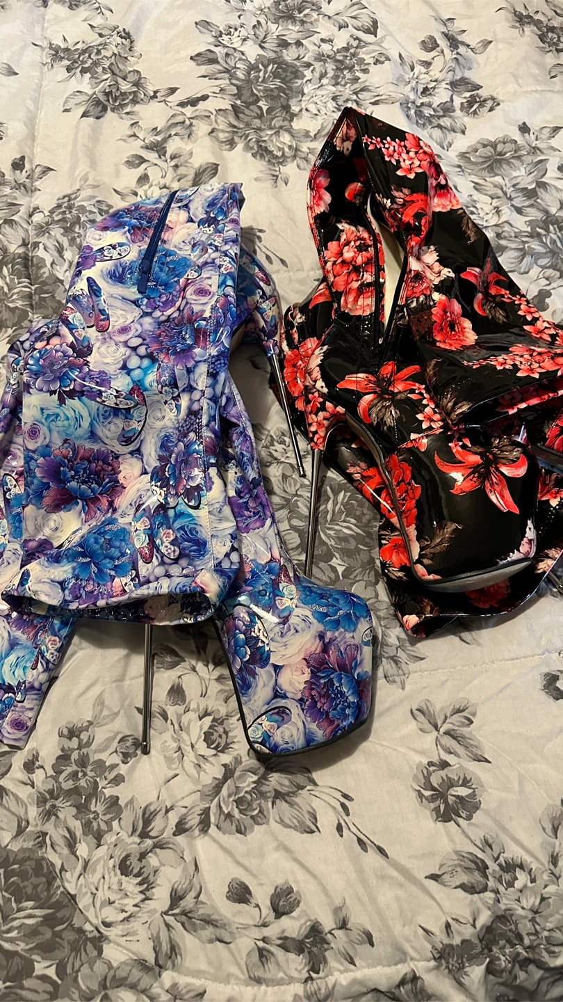 Two Pairs of Floral Platform Boots - photo 3