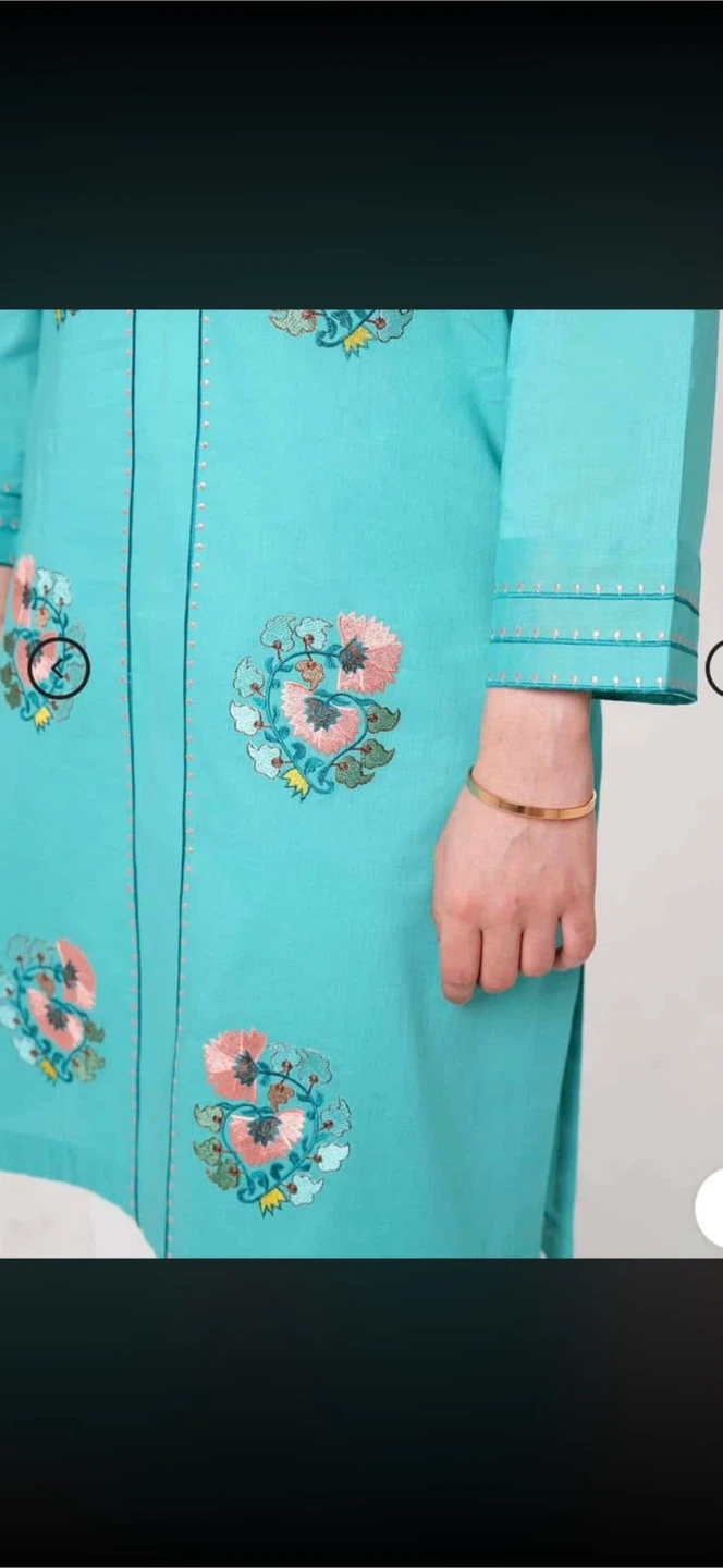 Nishat Lawn  Turquoise Floral Embroidered Kurti - photo 2