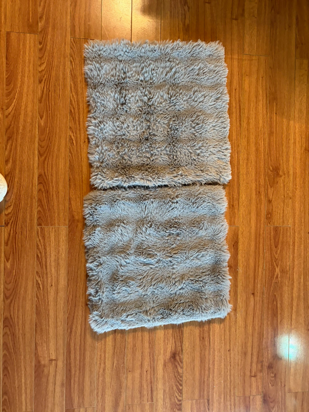 2 Square Grey Fluffy Pillow Cases