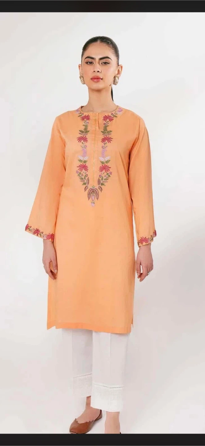 Nishat Linen Peach Embroidered Kurta