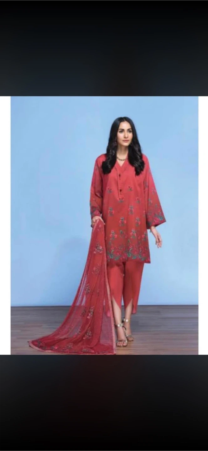 Red Embroidered Shalwar Kameez Suit