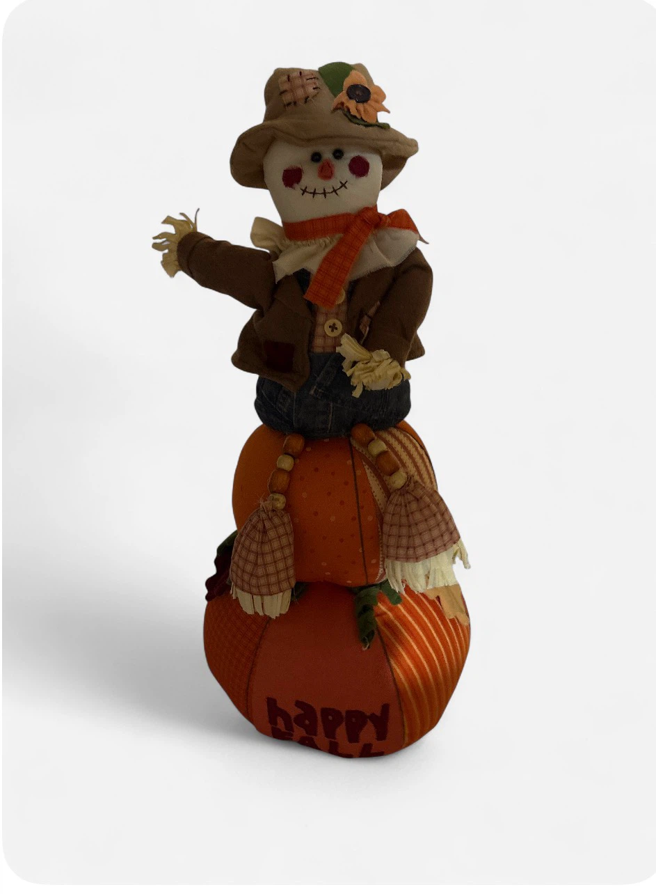 Fabric Scarecrow on Pumpkins Decor