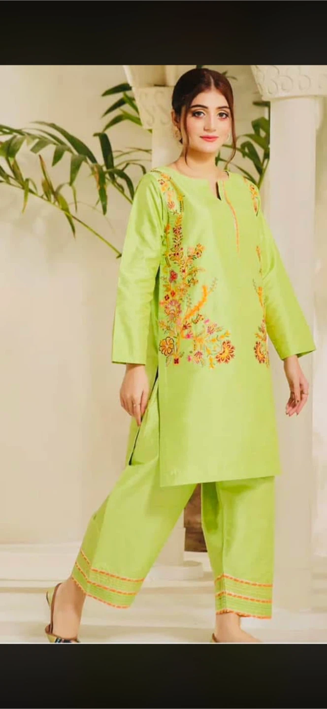 Khas Lime Green Embroidered Kurta Set