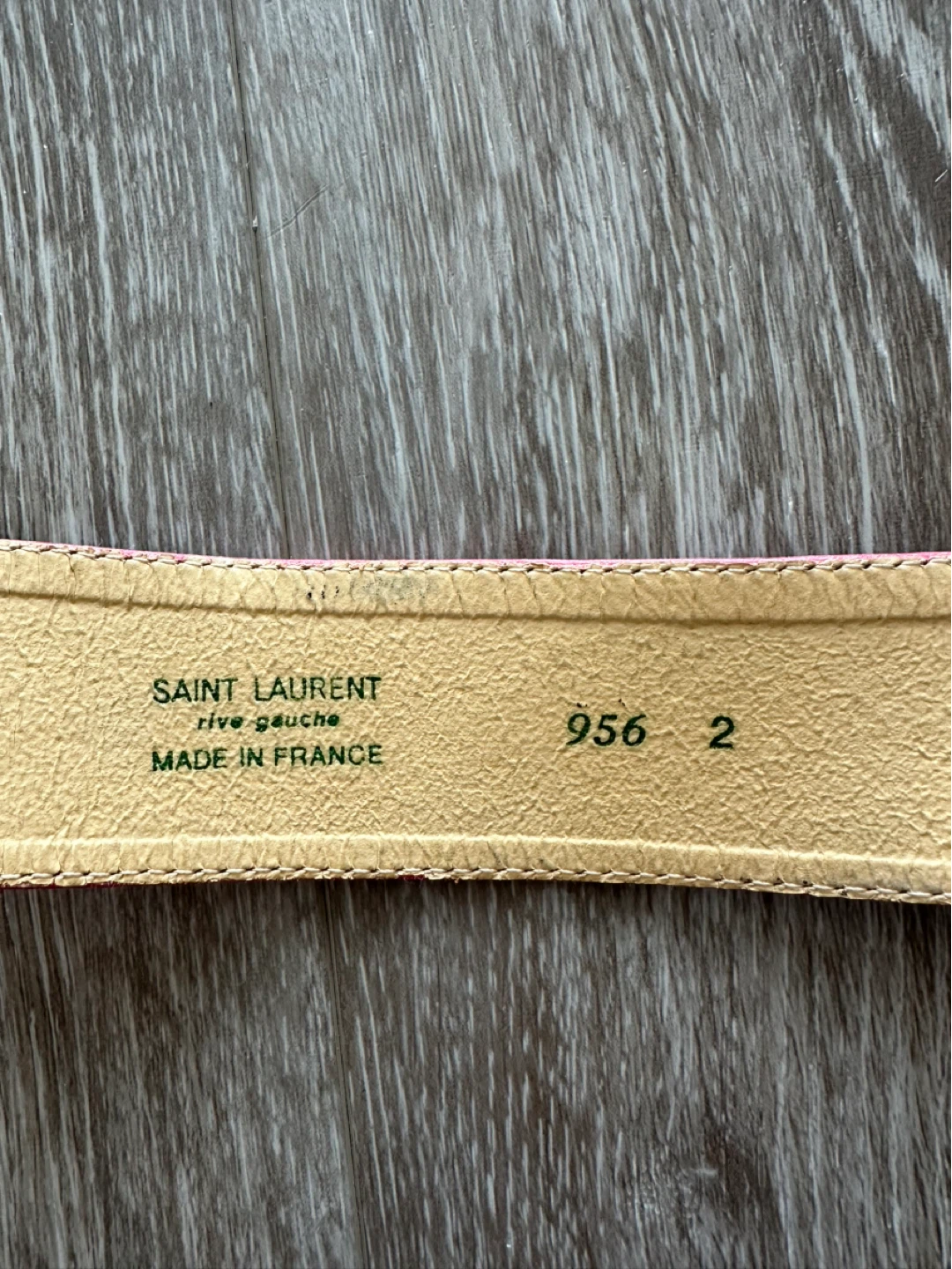 VINTAGE Saint Laurent Rive Gauche Pink Leather Belt - photo 3