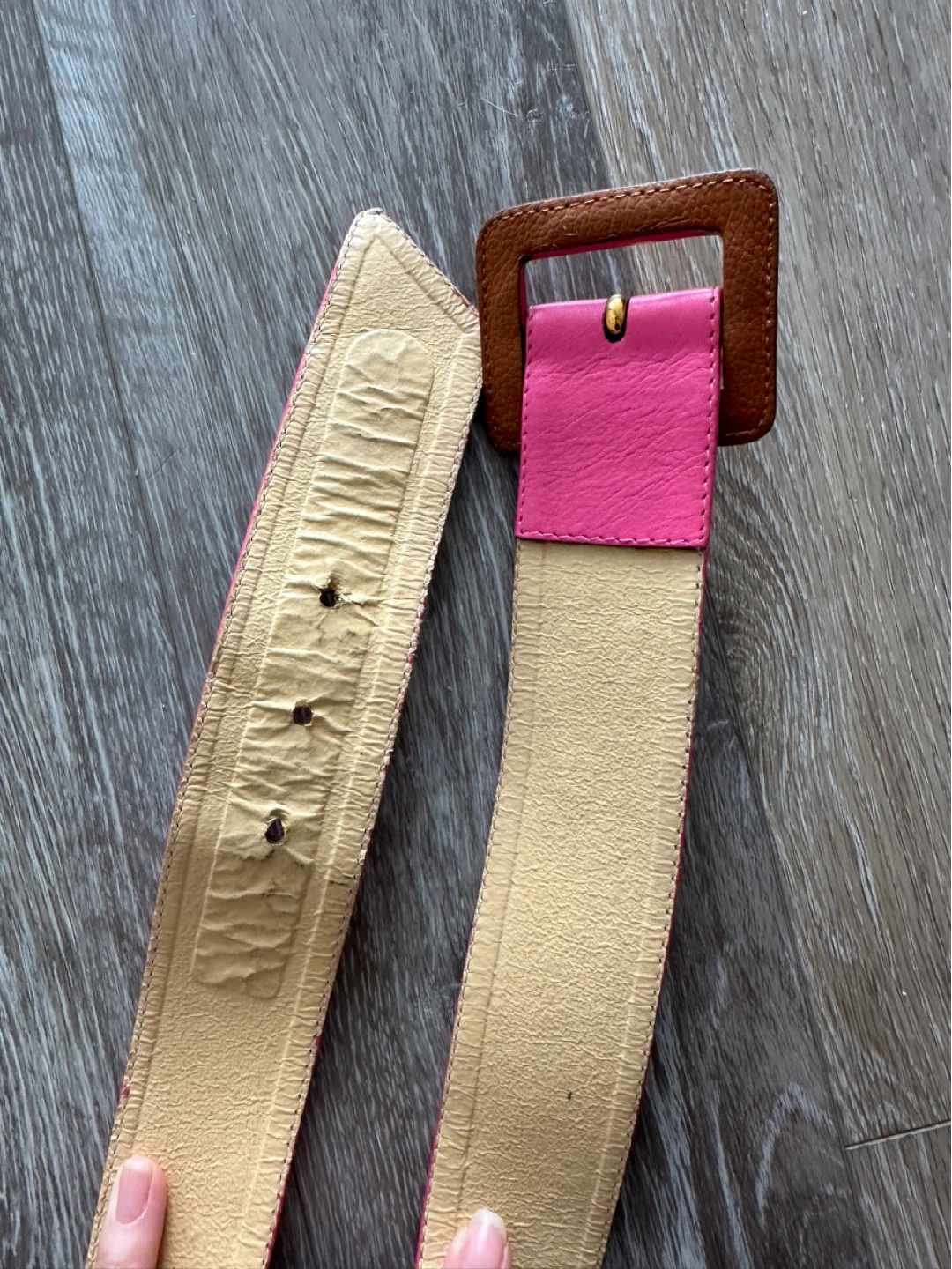 VINTAGE Saint Laurent Rive Gauche Pink Leather Belt - photo 4