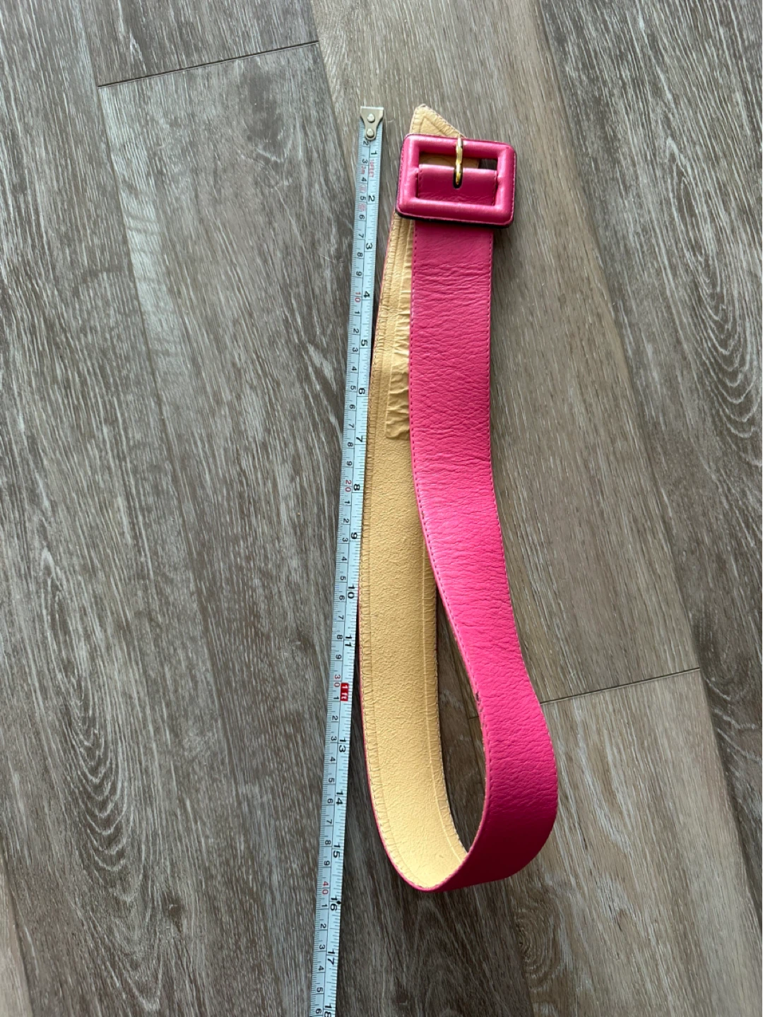 VINTAGE Saint Laurent Rive Gauche Pink Leather Belt - photo 5