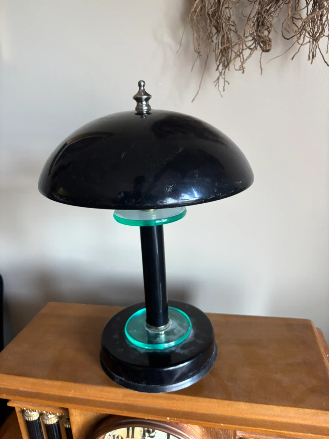 Black mushroom ufo accent lamp mcm space age - photo 2