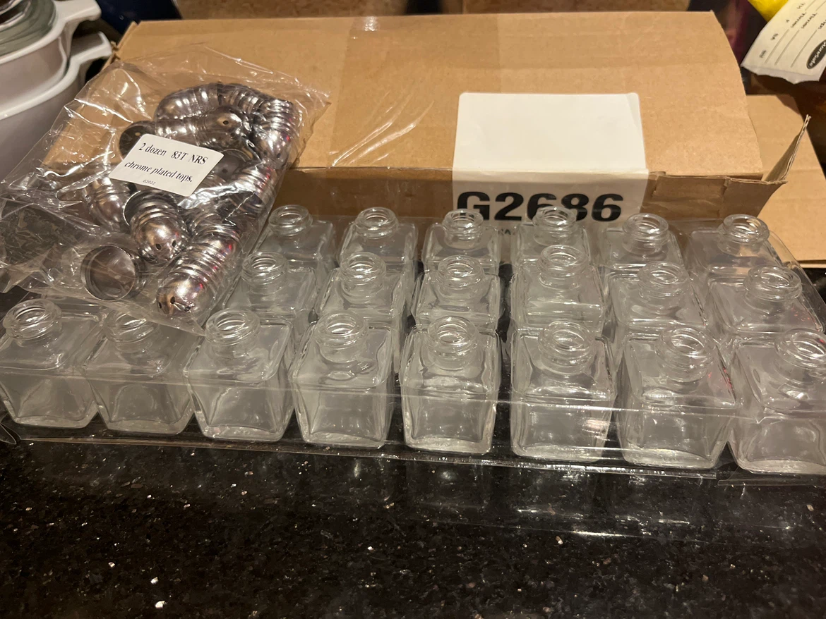 24 Glass Bottles with 83T NRS Chrome Plated Tops - photo 2