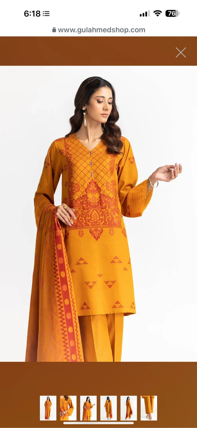 GulAhmed Mustard Pret Suit - Medium