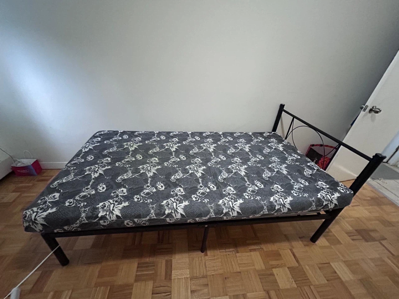 Single Metal Bed Frame with Mattress