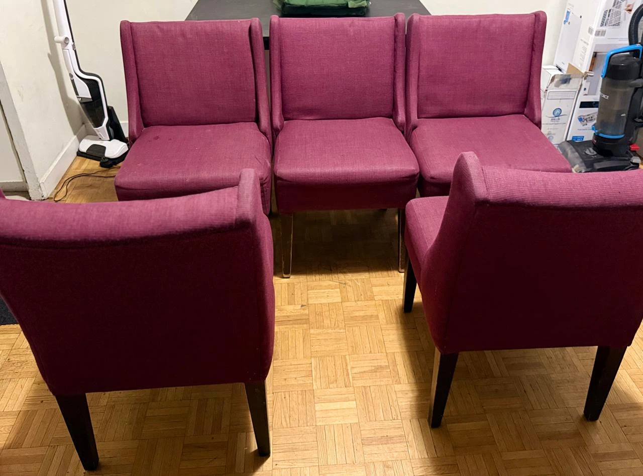 Set of 5 Burgundy Dining Chairs