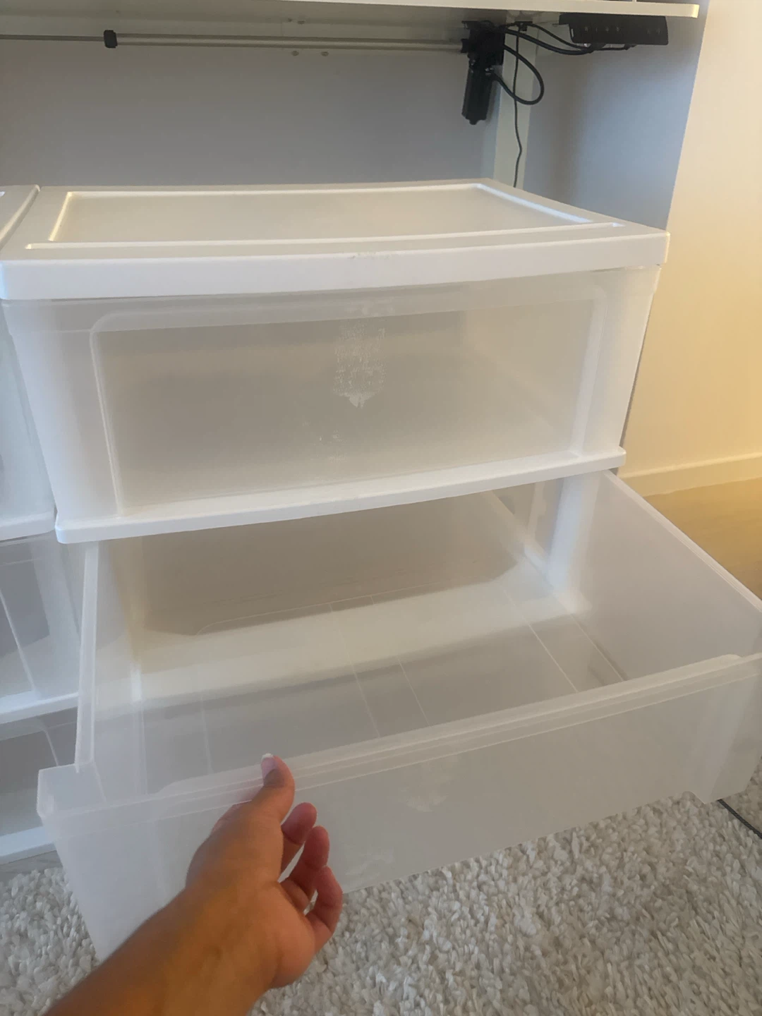 Two 3-Drawer White Plastic Storage Units - photo 2
