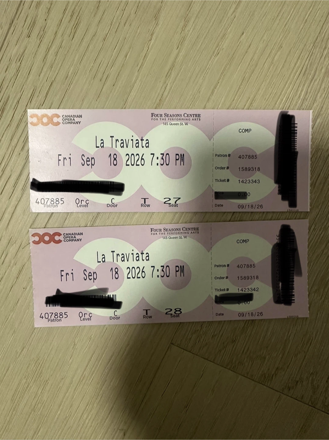 2 La Traviata Opera Tickets - Sep 18 2026
