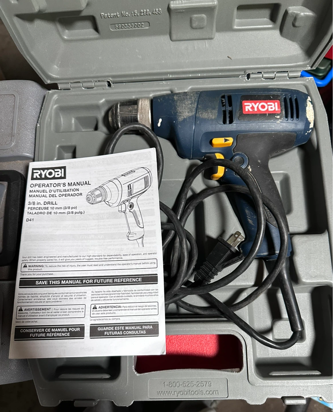 Ryobi 3/8-inch VSR Corded Drill with Case