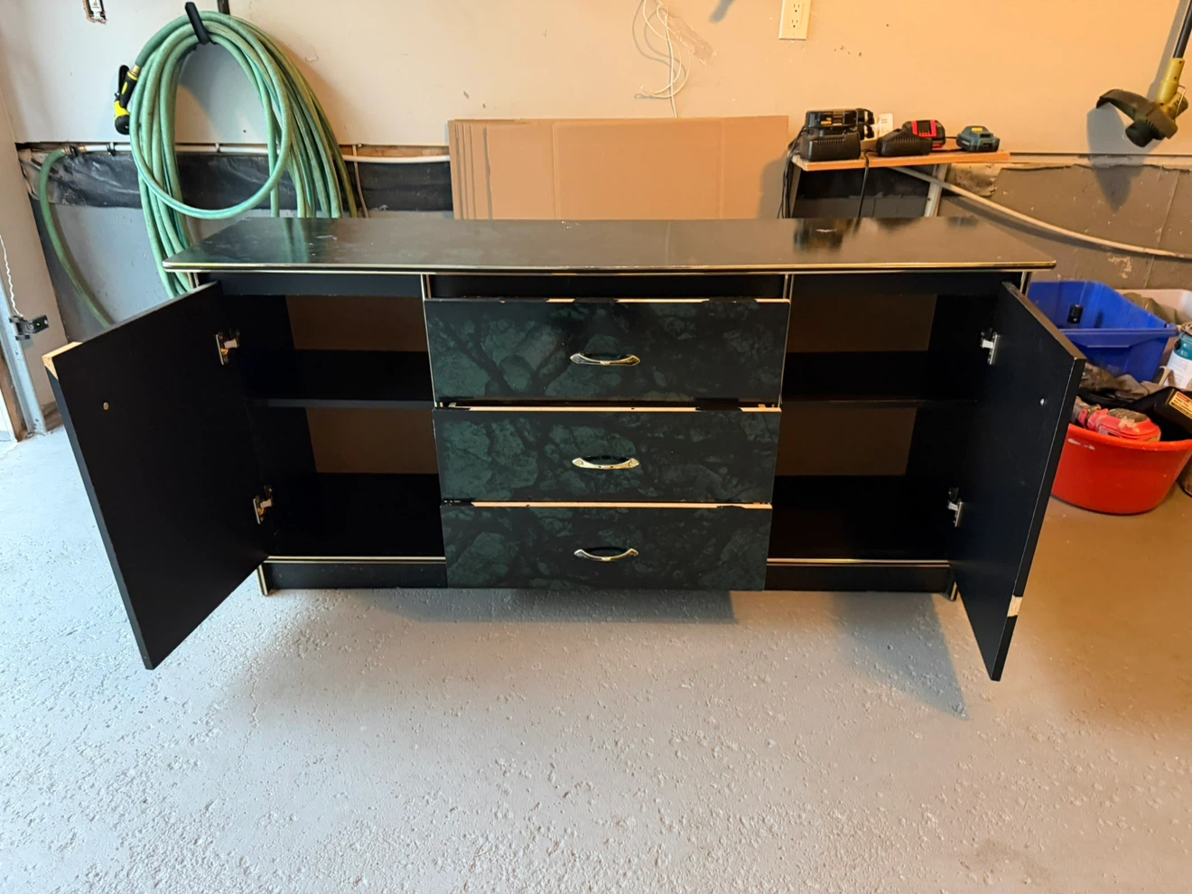 Green faux marble desk console - photo 3
