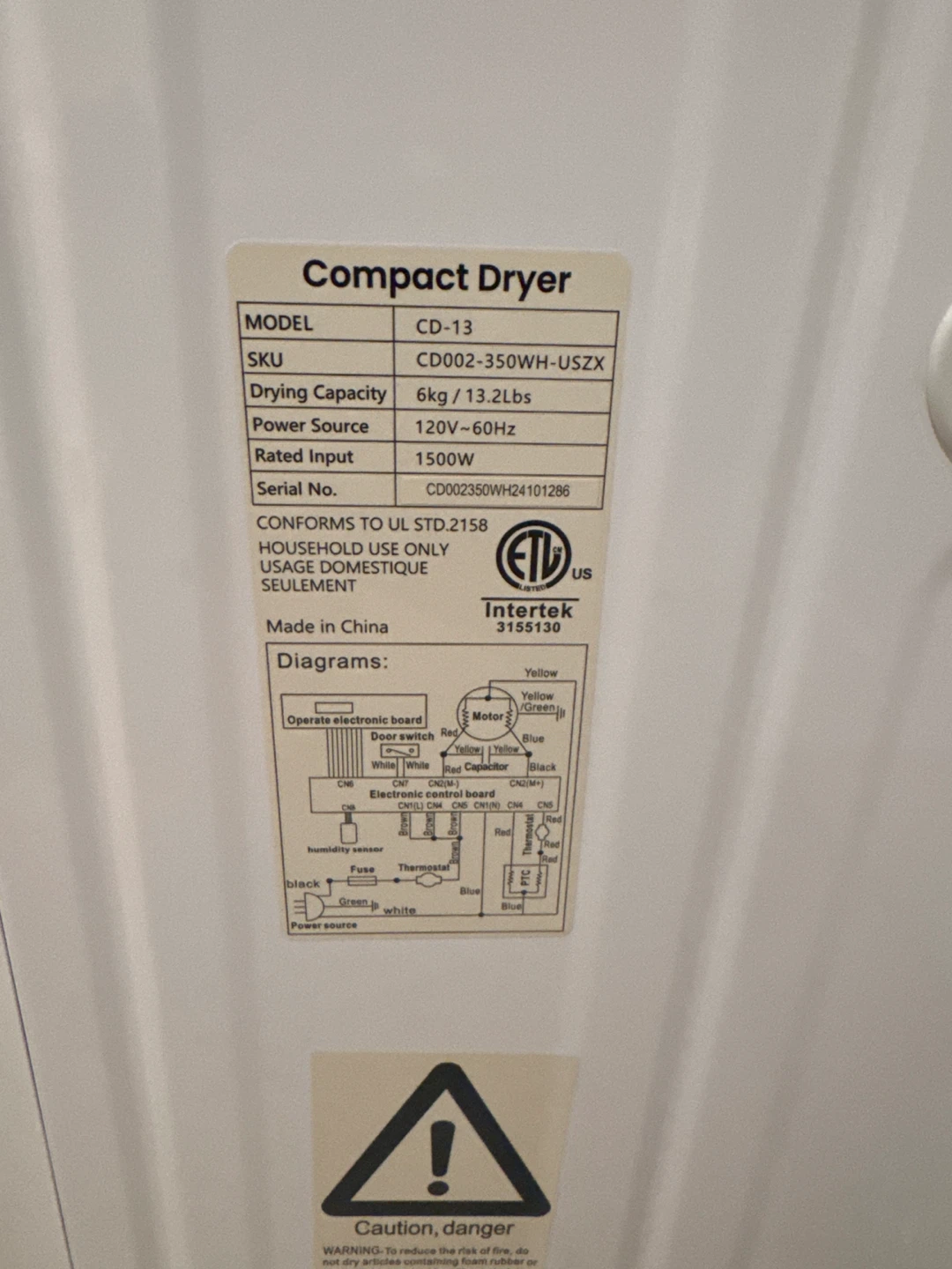 Compact Clothes Dryer Model CD-13 - photo 3