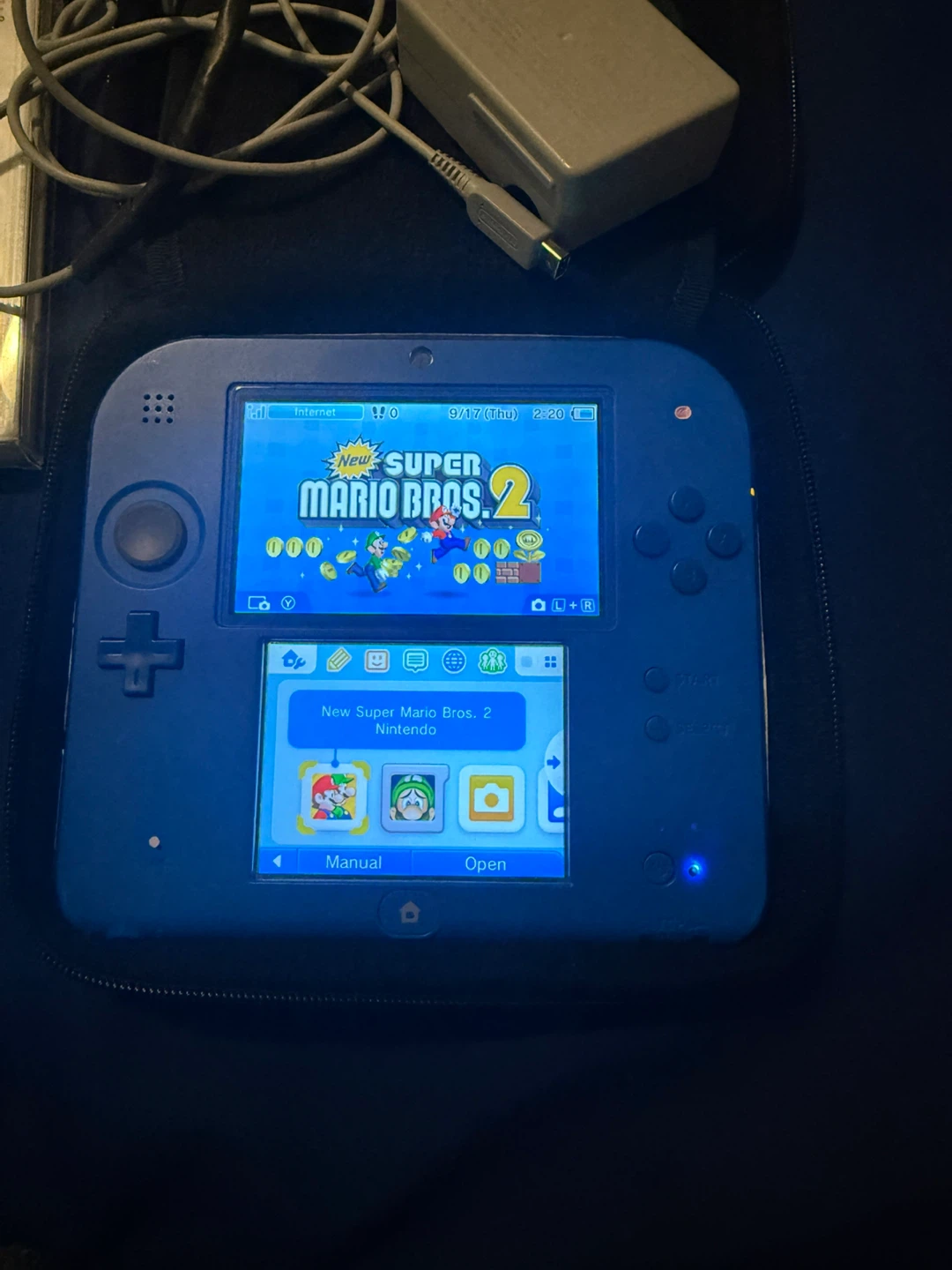 Nintendo 2DS Blue Console with 3 Games and Charger - photo 2