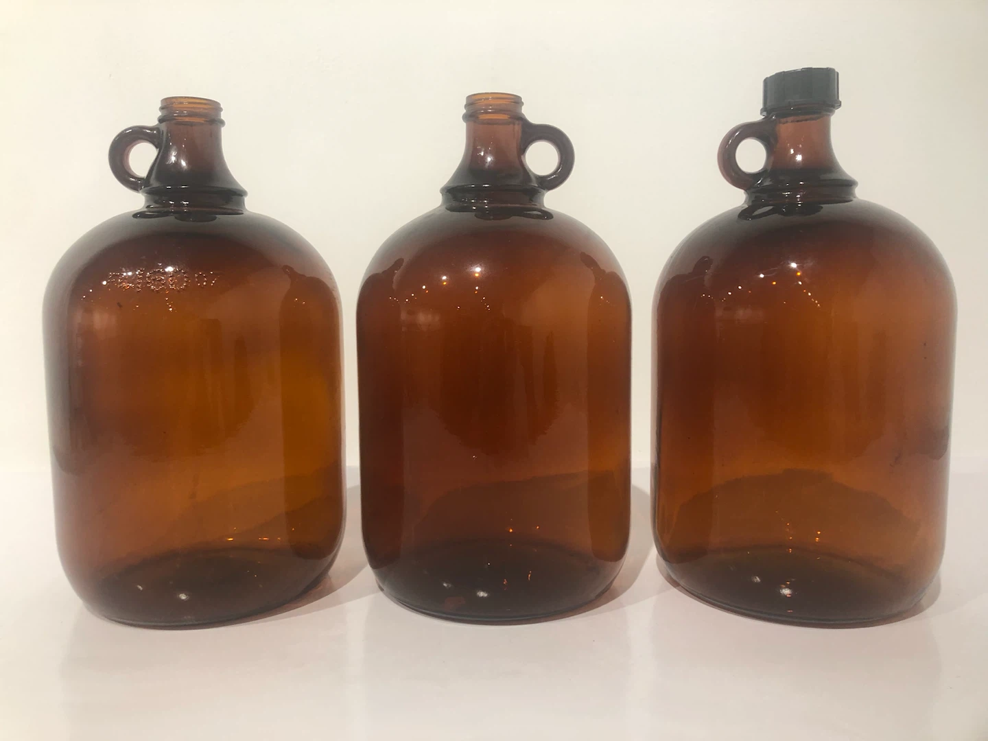 Set of 3 Vintage Amber Glass Jugs