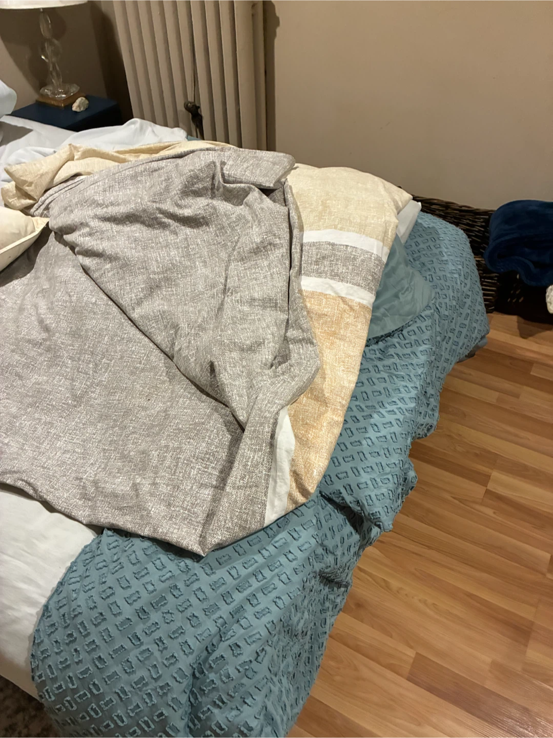 Textured Grey and Beige Bedding duvet, cover, plus pillow