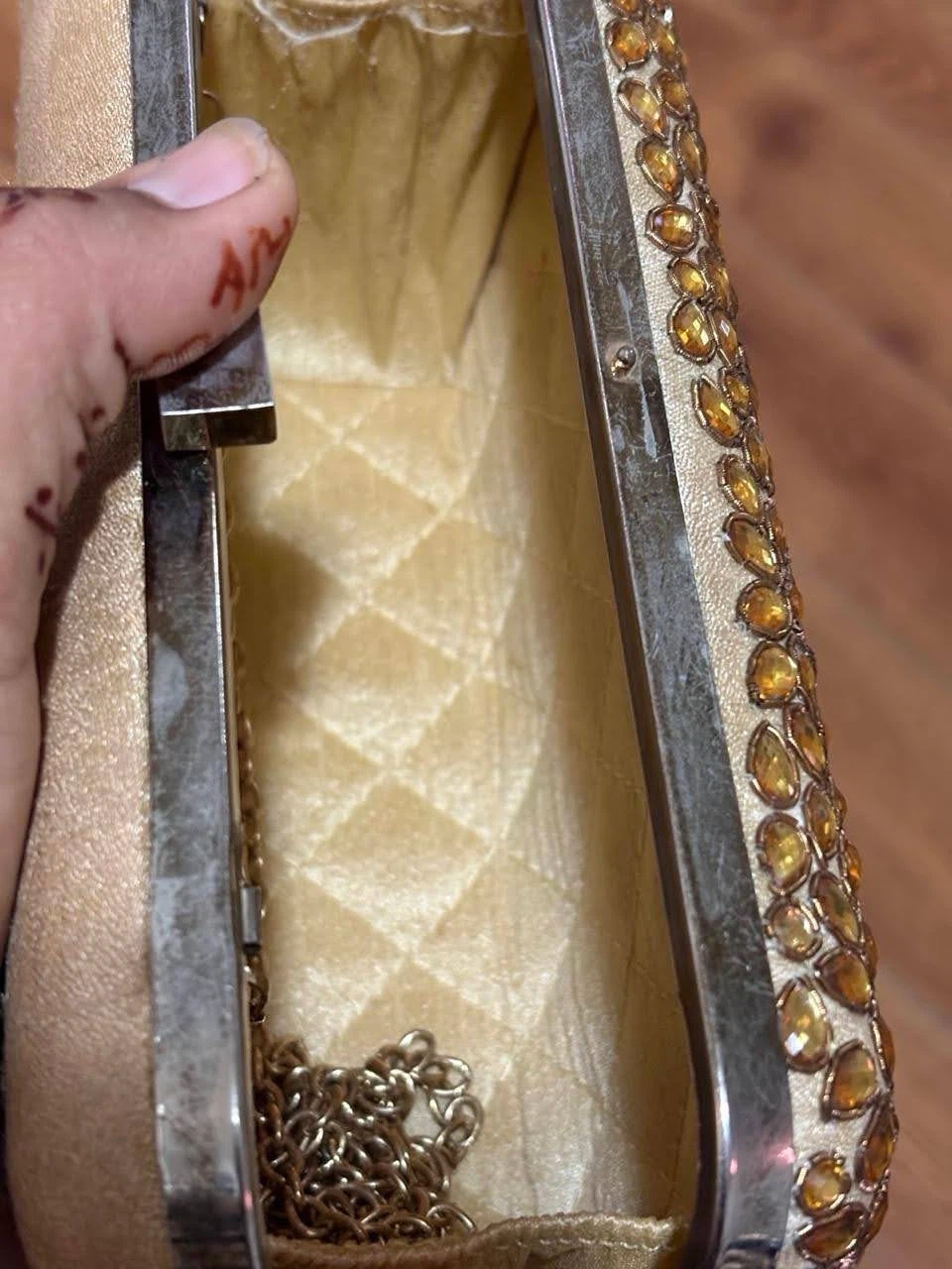 Gold Beaded Clutch Handbag - photo 4
