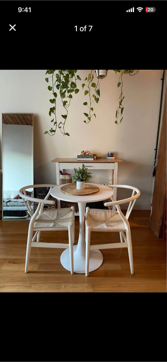 Set of 2 White Wishbone Chairs
