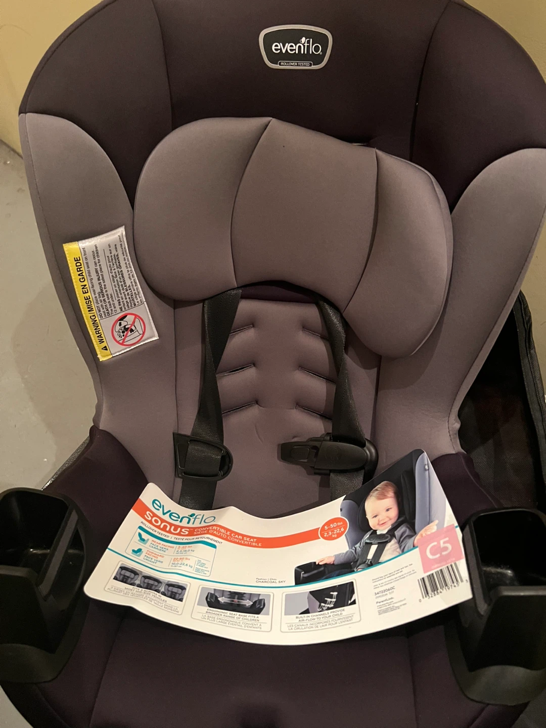 Evenflo Sonus Convertible Car Seat - Charcoal Sky - photo 2