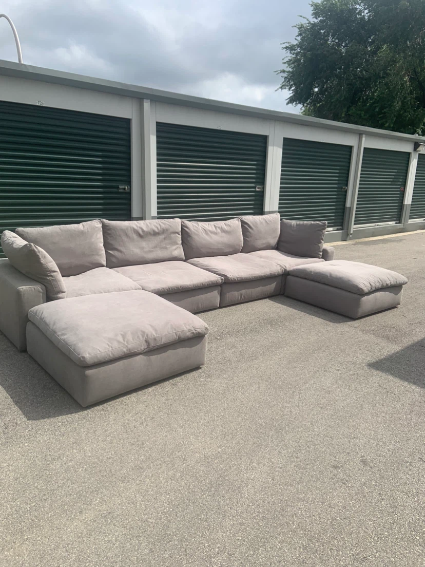 Large Gray Modular Sectional Sofa