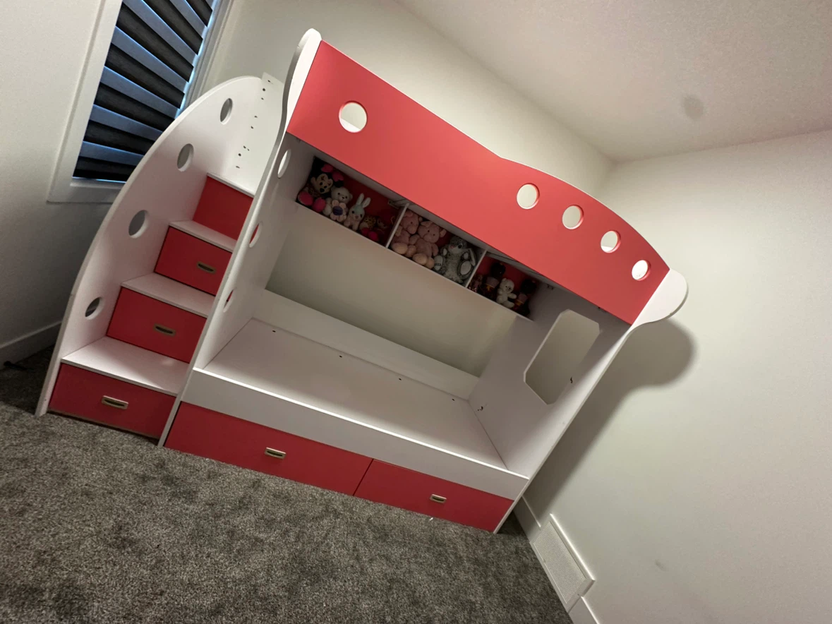 Kids White and Pink Storage bunk Bed - photo 4