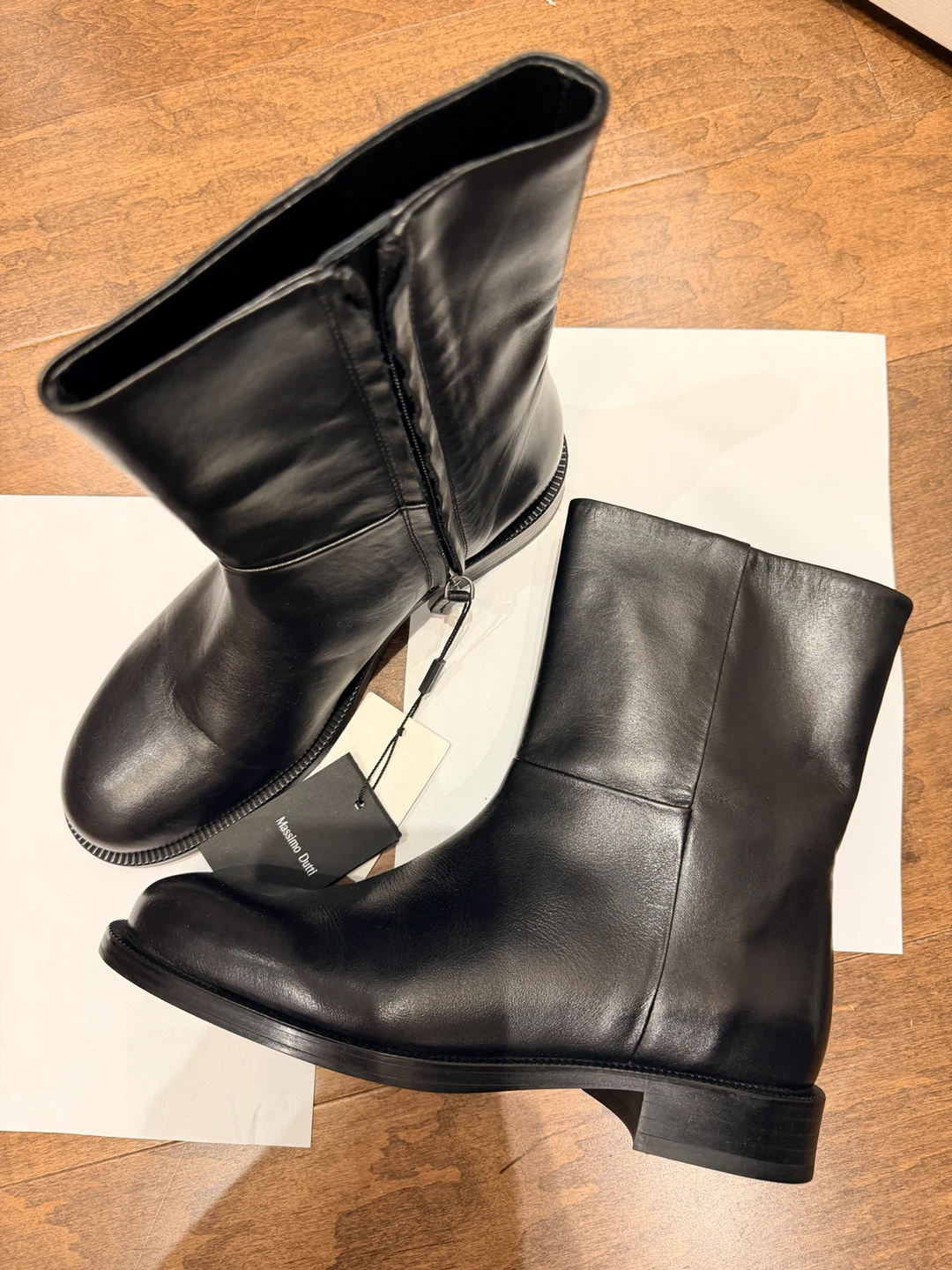 Massimo Dutti Leather Ankle Boots - Black, Size 38 - photo 5