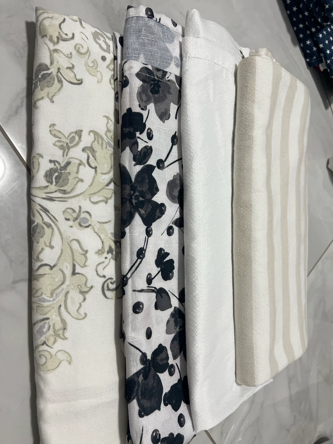 Shower curtains.