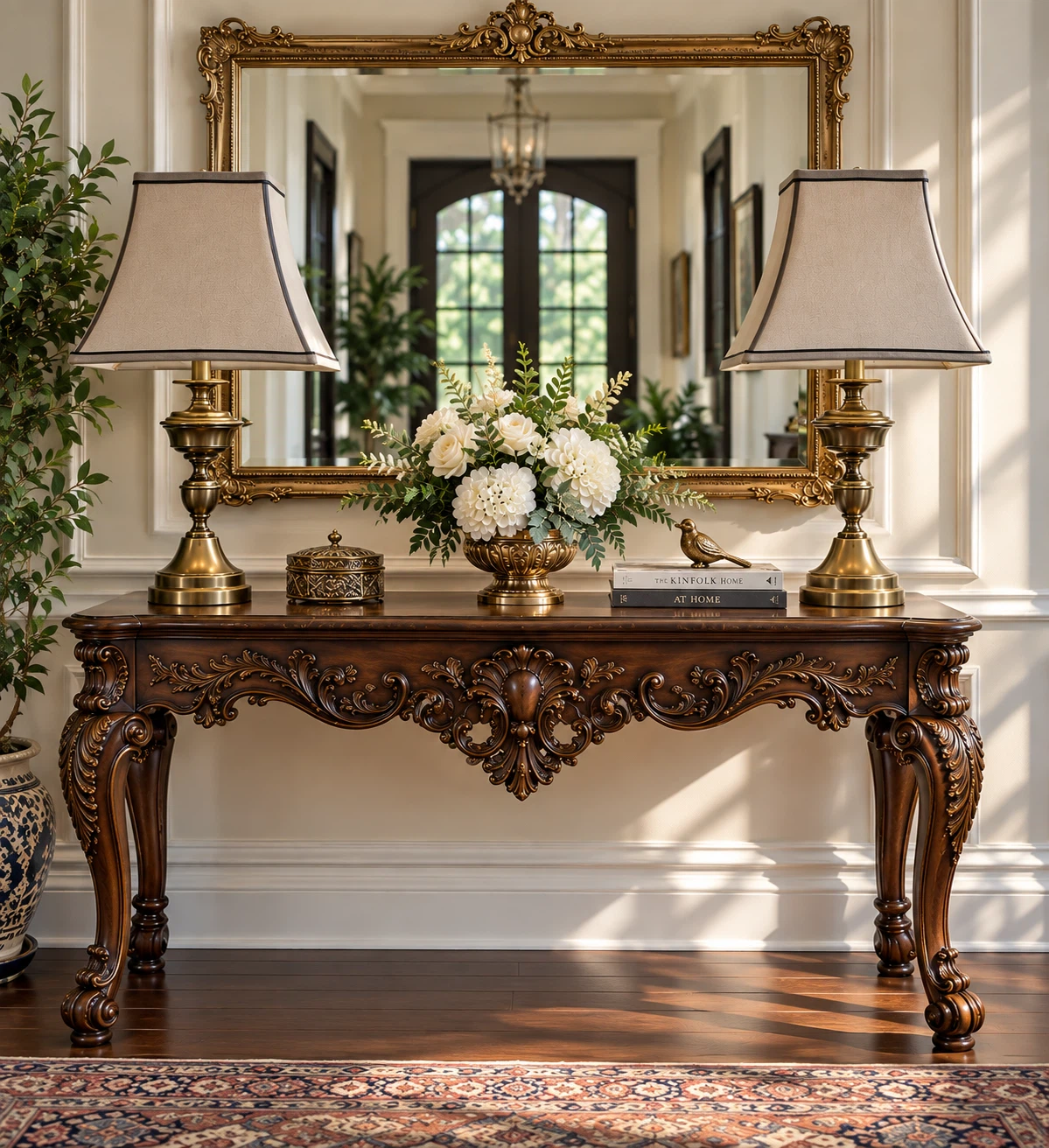 Pair of Antique-Style Brass Table Lamps - photo 3