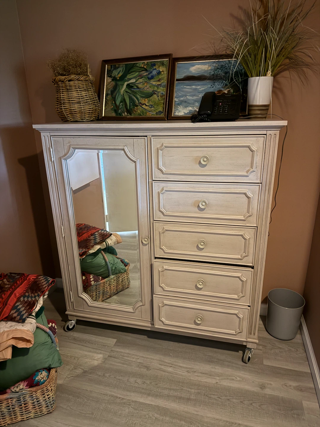 Vintage Mirrored Armoire Dresser