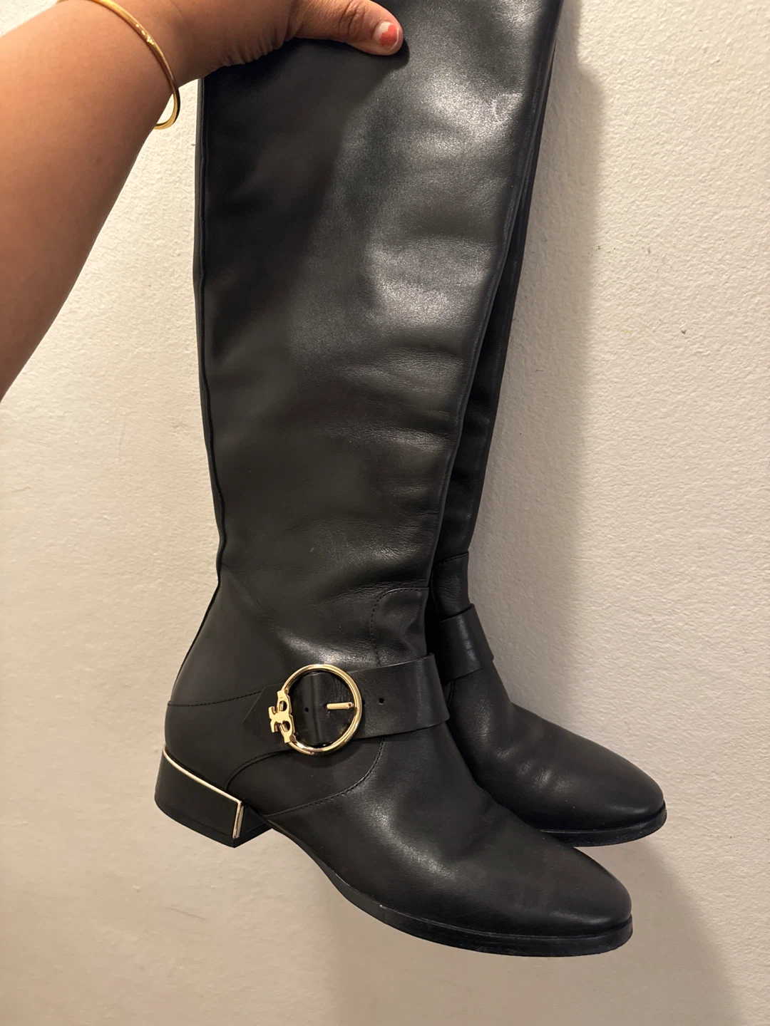 Tory Burch Black Leather Knee-High Boots